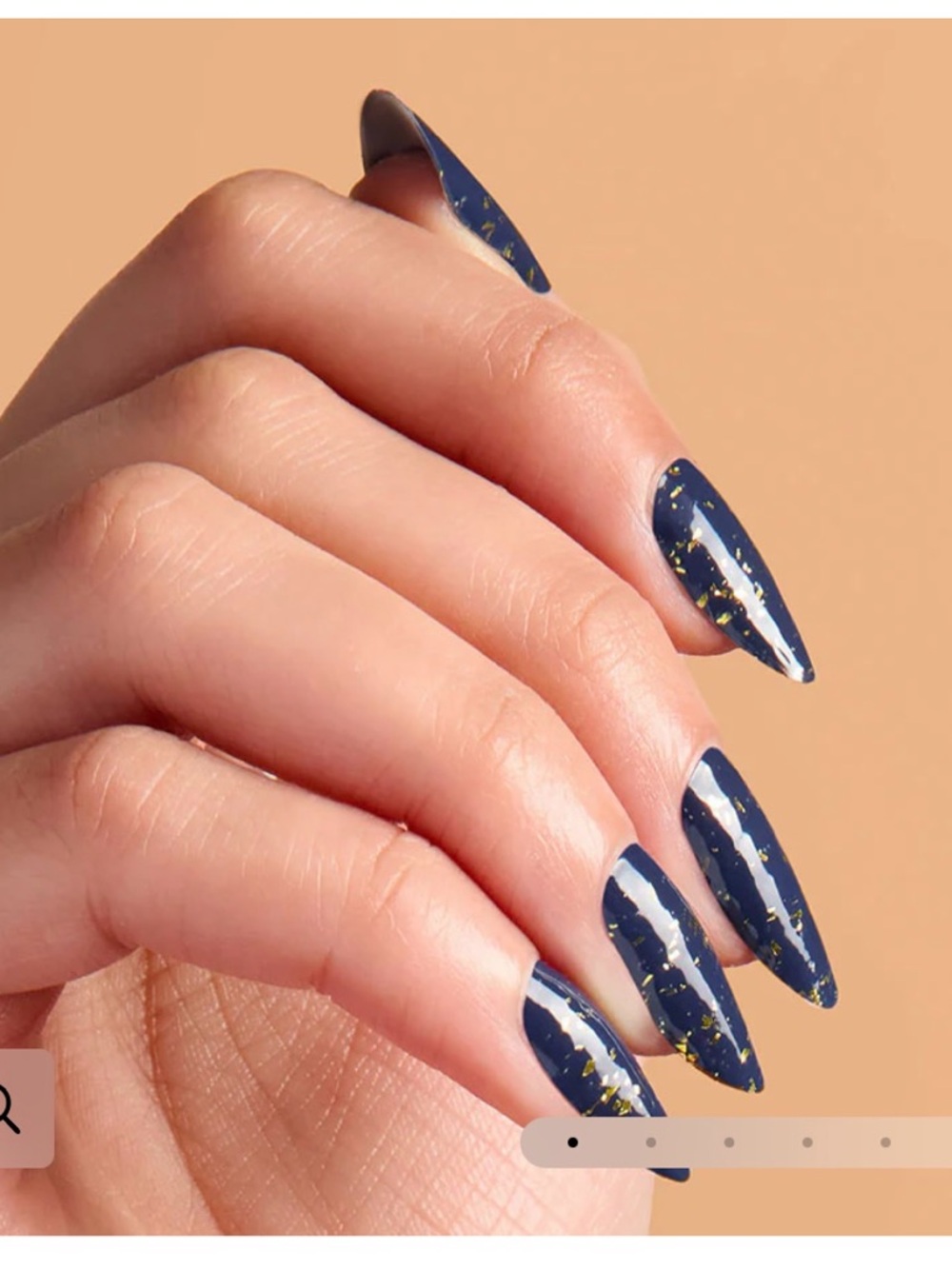 Navy Blue Nail Polish Strips with Gold Flake Accent